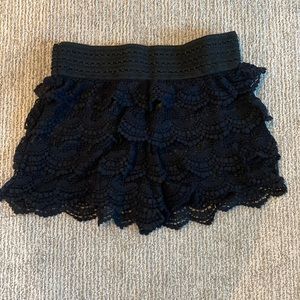 Black frilly lace shorts